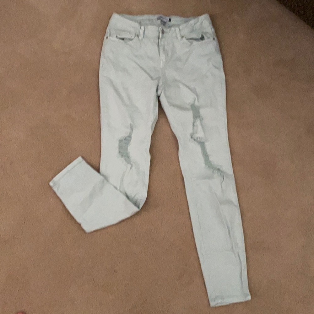 Revamped Mint Green Distressed Jeans